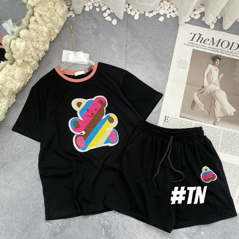 Women Black PJ Short Set